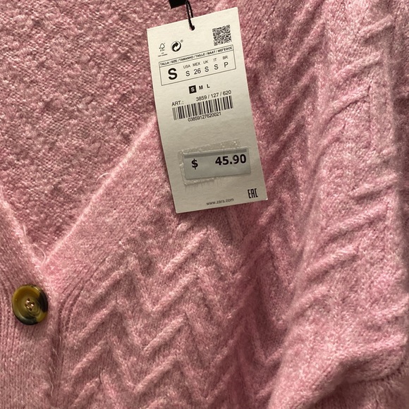 Zara Sweaters Nwt Zara Pink Knit Cardigan Poshmark